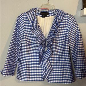 Nina Mclemore Silk Gingham Ruffle Jacket Size 4
